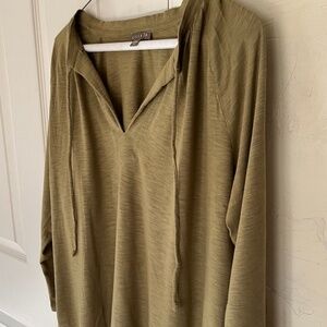 Lilla P slub knit long-sleeve top in Matcha